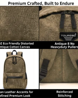 Distorted Vintage Cotton Canvas Backpack (Khaaki)