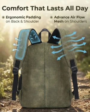 Distorted Vintage Cotton Canvas Backpack (Khaaki)