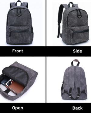 Distorted Vintage Cotton Canvas Backpack (Grey)