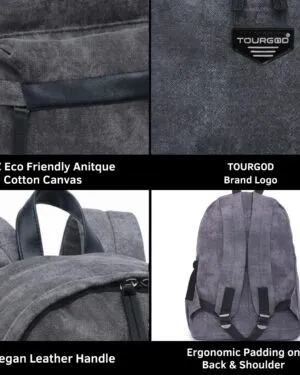 Distorted Vintage Cotton Canvas Backpack (Grey)