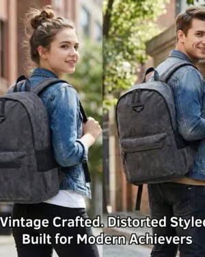 Distorted Vintage Cotton Canvas Backpack (Grey)